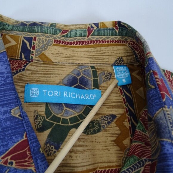 Vintage Tori Richard Hawaiian‎ Aloha Men Shirt Sz S Button Down Tree Fish Turtle - Picture 3 of 7